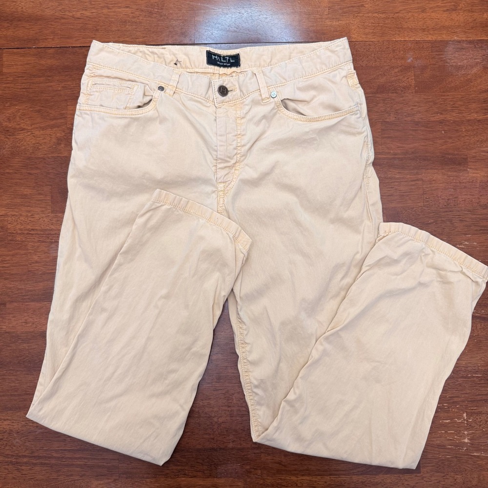 Hiltl Dude Men's Chinos‎ Khaki Beige Cotton Lyocell Stretch Pants Size 33W 30L